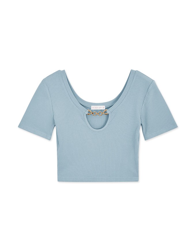 Understated Elegant Metallic Chain Crop Top