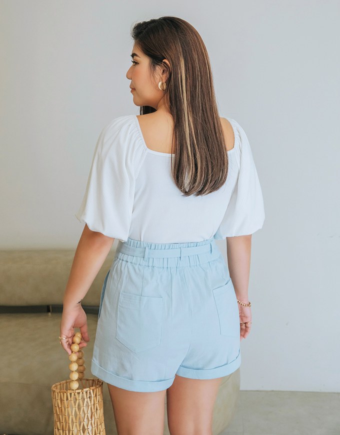 Basic Versatile High Waist Turn-Up Shorts (With Belt)