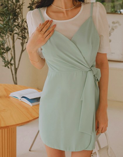 Elegance Side-Tie Fake Two-piece Mini Dress