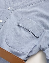 Voguish Buttoned Puffy Denim Mini Dress(With belt)