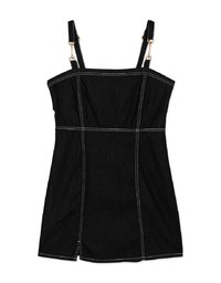Metallic Chain Strap Denim Mini Tank Dress