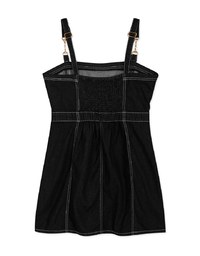 Metallic Chain Strap Denim Mini Tank Dress